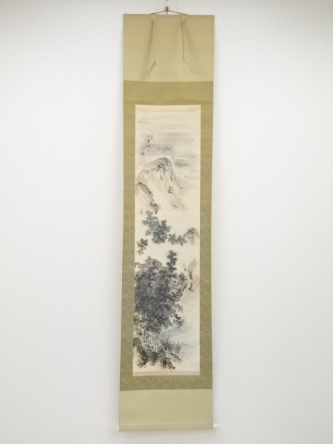 JAPANESE HANGING SCROLL / HAND PAINTED / SCENERY / 